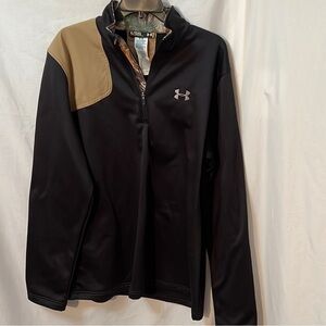 Under Armour Mens 1/4 Zip Pullover Jacket Cold Gear Size 3XL Black Brown Camo